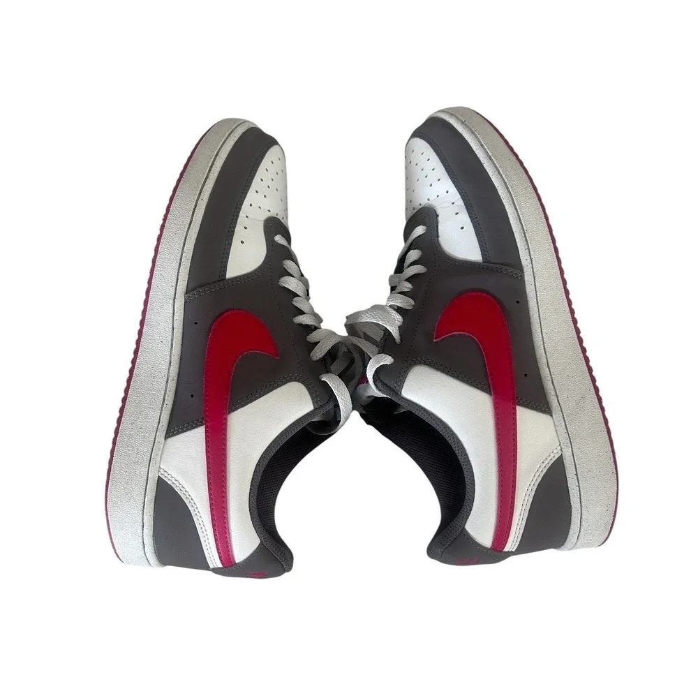 Nike Court Vision Low Mens Size 10 Grey White and Red Prime Sneakers DM0459-101